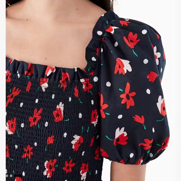 Kate Spade Whimsy Floral Puff Sleeve Top size small - Picture 4 of 10